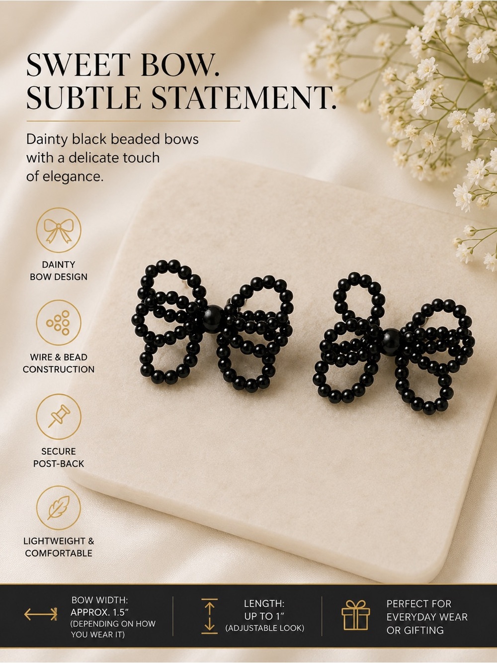 paparazzi Black Beaded Bow Earrings